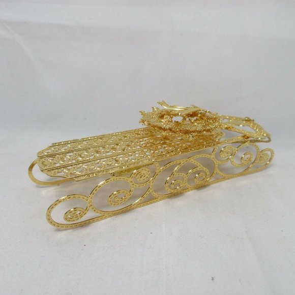 2007 Christmas Sled Danbury Mint Christmas Ornament Gold Plated Collection - Picture 3 of 6